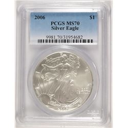 2006 AMERICAN SILVER EAGLE, PCGS MS-70 PERFECT!
