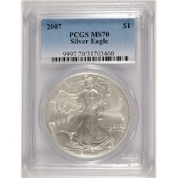 2007 AMERICAN SILVER EAGLE, PCGS MS-70 PERFECT!