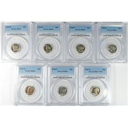 (7) ROOSEVELT DIMES PCGS GRADED (86, 93, 95, 96, 98, 99, 99-D)
