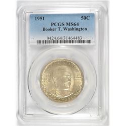 1951 BOOKER T WASHINGTON COMMEN HALF DOLLAR PCGS MS-64