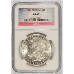 1921 MORGAN DOLLAR NGC MS-66