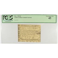 1768 FIVE POUNDS (NORTH CAROLINA) COLONIAL CURRENCY PCGS 45