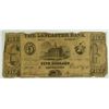 Image 1 : 1840 $5 LANCASTER BANK (PENNSYLVANIA) NOTE- PIN HOLES