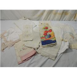 BOX LOT ASSORTED ANTIQUE LINENS