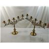 Image 1 : PAIR SLANTED BRASS CANDELABRAS