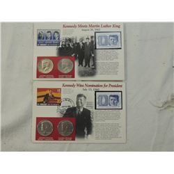 LOT 2 KENNEDY COIN & STAMP SET