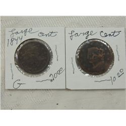 LOT 2 1844 LARGE CENTS