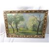 Image 1 : VINTAGE SIGNED OIL PAINTING TREES ALONG ROAD