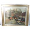 Image 1 : EUROPEAN FLOWER MARKET OIL PAINTING