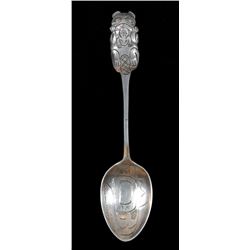 Tlingit Silver Spoon with Cared Beaver Handle and Incised Eagle Design in Bowl with Juneau on Back o
