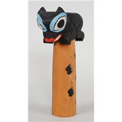 George Mathers Sr. Carved Totem Study of Chief Shakes Totem In Wrangle, AK 10" H.  Good Condition