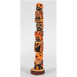 Northwest Coast Totem Carved with Four Figures - Signed 1931  10 3/4" H.
