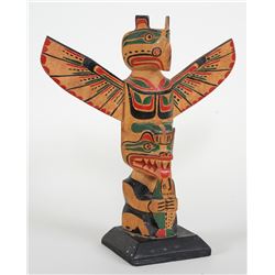 Northwest Coast Totem Carved with Thunderbird and Bear Holding a Salmon Attributed to Phillip or Geo