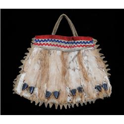 Tsimshian Deerskin Bag with Embroidered Design and Decorated with Deer Hooves - A.M.D. Fairbairn Col