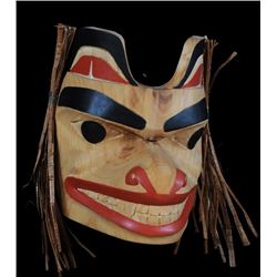 Northwest Coast Wolf Mask Carved by Geo Mackay 6" H. 5" W.  Good Condition