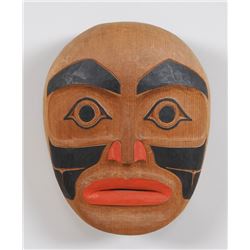 Northwest Coast Portrait Mask Signed GM 11" H. 9 1/2" W.  Good Condition