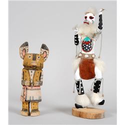 Hopi Cottonwood Kachina 7 1/2" H. and a Wolf Kachina 11" H.  Both in Fair Condition
