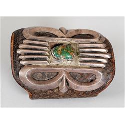 Early Navajo Silver and Turquoise Ketoh  3 1/4"x 3 1/4"  Good Condition