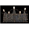 Image 2 : Sepic River Skull Rack with Painted Design and Five Carved Wood Skull 99" L. 64" H.  Good Condition