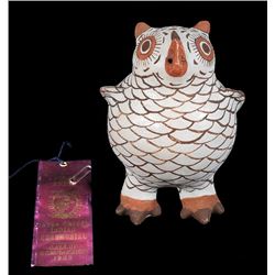 Zuni Pottery Owl Made by Nellie Bica - 1st Prize Inter Tribal Ceremonial, - Gallup, NM 1963  6 1/2" 