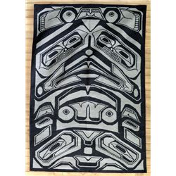 Rug Made with a Northwest Coast Style Terry Starr Box Design 72"x 102"  Good Condition
