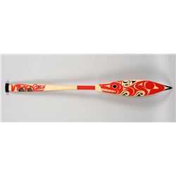 Northwest Coast Painted Wolf Clan Paddle Made by Maynard Johnny and Seen on NBC Today Show for the V