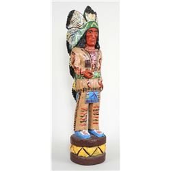 Cigar Store Indian Carved by R. Gallagher 48" H. 10 1/2" W.  Good Condition