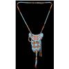 Image 1 : 19TH C. Beaded Strike-A-Lite Pouch and Goret with Geometric Design Decorated with Tin Cones 29" L. 5