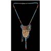 Image 2 : 19TH C. Beaded Strike-A-Lite Pouch and Goret with Geometric Design Decorated with Tin Cones 29" L. 5