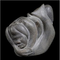 Complex Inuit Soapstone Carving #92407 38 LBS 11" L. 11" H. - Phil Thiemer Collection  Good Conditio
