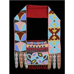Fully Beaded Bandolier Bag with Floral Design 38" L. 30" W.  Fine Condition