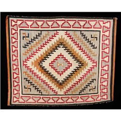 Navajo Rug with Geometric and Rolling Log Design 53"x 70"  Good Overall Condition with Minor Stain a