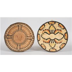 Two Hopi Basketry Trays 12 3/4" D. and 12 1/4" D.  Both in Good Condition