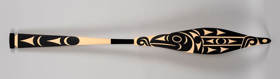 Northwest Coast Painted Raven Clan Paddle Made by Maynard Johnny 65 1/2 ...