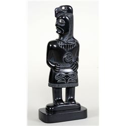 Haida Argillite Shaman Carved by Glen Pollard 6 1/2" H. 2 3/4" W. Base  Good Condition