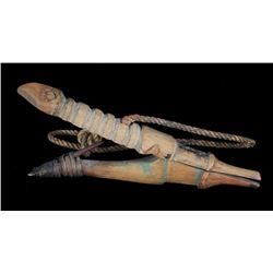 19TH C. Tlingit Halibut Hook Carved with Zoomorphic Design 11 1/2" L.  Fair Condition