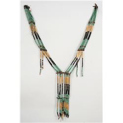 Plains Hair Pipe Breastplate with Trade Bead and Brass Bead ca. 1900  45" L.  Fair Condition