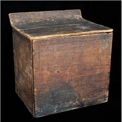 19TH C. Nuu-chah-nulth Bend Wood Box with Incised Design on Front and Sides 22" H. 21" L. 16 1/2" W.
