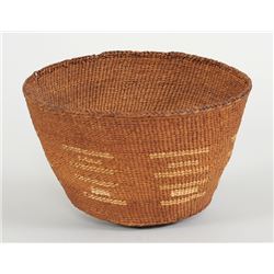 Tsimshian Cedar Bark and Grass Basket 6 1/2" D. 4 1/2" H.  Fair Condition