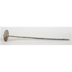 Plains War Club with Double Pointed Stone Head and Wood Handle with Original Pigment 29" L. 5 1/4" W