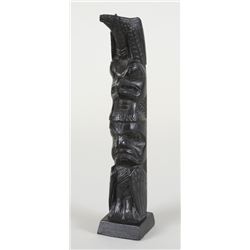 Captain Andy Brown Argillite Totem Carved with Three Figures and Bought off Andy May 27, 1948 - A.M.