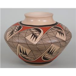 Hopi Pottery Bowl with Migration Pattern Signed Clinton Pollaca, Nampoyo's Great Grandson 8" D. 6 1/