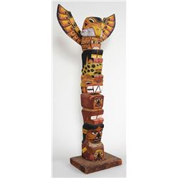 Northwest Coast Totem Carved with Seven Figures by Edmond Williams - Squamish, B.C. 55" H. 23 1/2" W