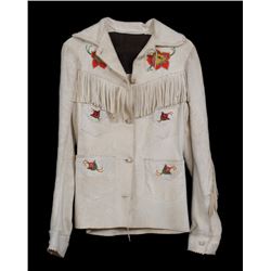 Beaded Doeskin Jacket with Floral Design Size Ladies Small  Good Condition