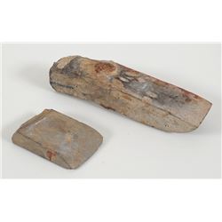 Two Stone Axe Heads From Hawaii 2"x 8" and 2 1/4x 3 1/2"