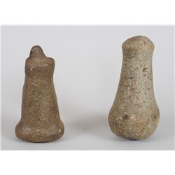 Northwest Coast Stone Nipple Top Maul 6" H. 3" W. and Northwest Coast Stone Maul 6 1/4" H. 3 1/2" W.
