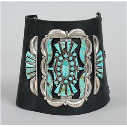 Navajo Silver and Turquoise Ketoh Made by RT Frazier  3 3/4"x 4"  Fine Condition