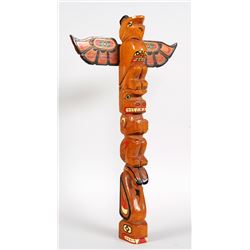 Northwest Coast Totem Carved with Thunderbird, Bear and Killer Whale 23 1/2" H. 12 3/4" W.  Good Con