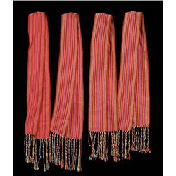 Four Metis Loom Woven Assumption Sashes 100" L. 6" W.  All in Good Condition