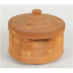 Tlingit Knob Top Basket 5 1/4" D. 4" H.  Fair Condition